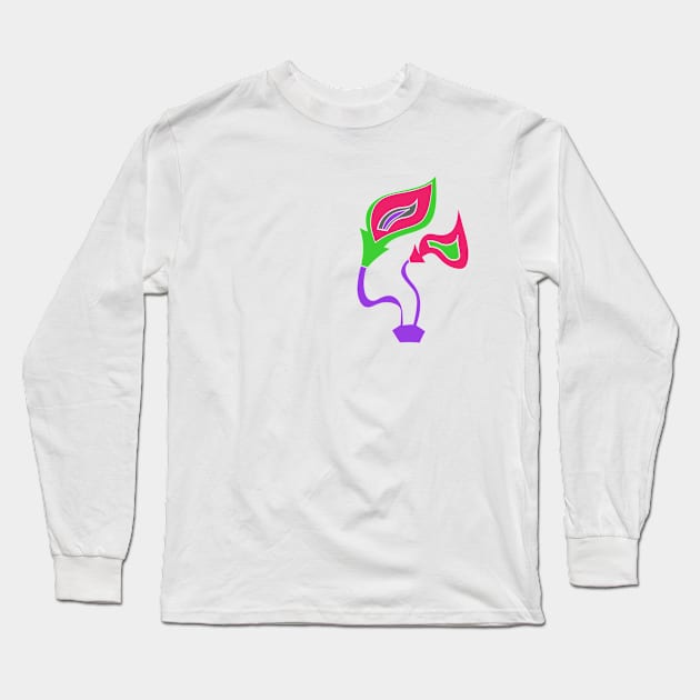 Funky Green Fire Flowers1 Long Sleeve T-Shirt by VazMas Design